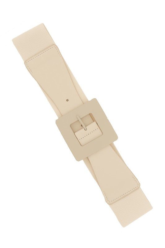 Solid Square Buckle Canvas Elastic Belt
