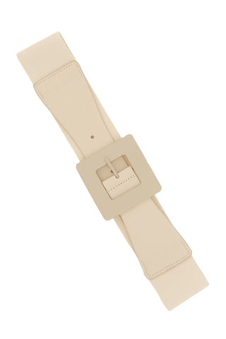 Solid Square Buckle Canvas Elastic Belt