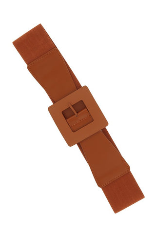 Solid Square Buckle Canvas Elastic Belt