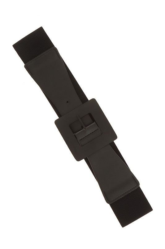 Solid Square Buckle Canvas Elastic Belt