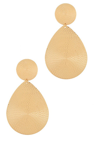 Metal Textured Round Teardrop Drop Earring