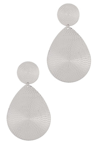 Metal Textured Round Teardrop Drop Earring
