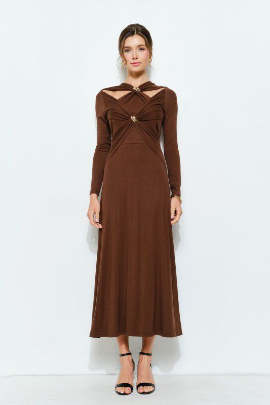 Cutout Cross-strap Knit Midi Dress