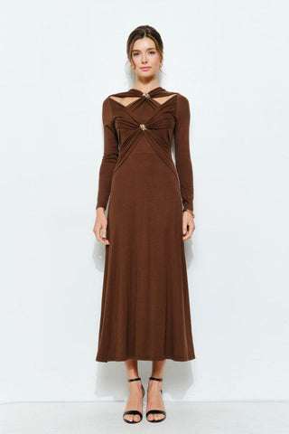 Cutout Cross-strap Knit Midi Dress