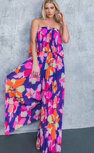 Printed Woven Pleated Jumpsuit
