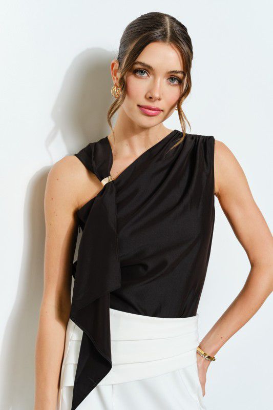 Asymmetric Drape Ring Detail Top