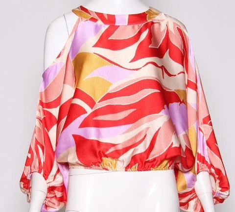 Satin One Open Shoulder Top