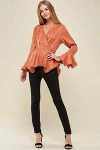 Triangle Hem Satin Fashion Top