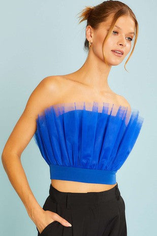 Layered Ruffle Mesh Crop Top