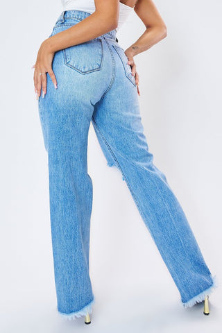 Distressed Wide Leg Jean