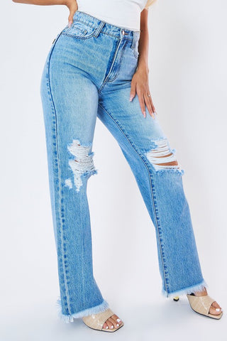 Distressed Wide Leg Jean