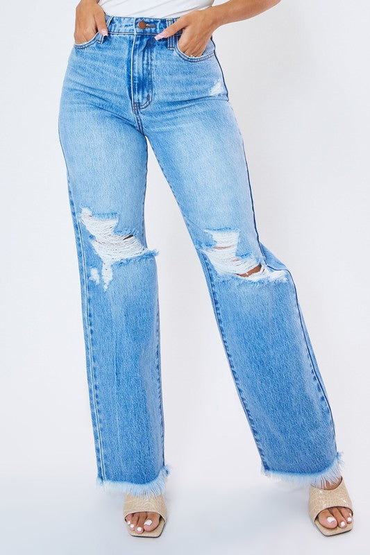 Distressed Wide Leg Jean