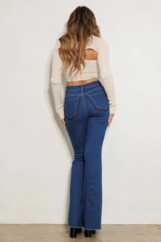 HIGH RISE RAW CUT BOOTCUT JEANS