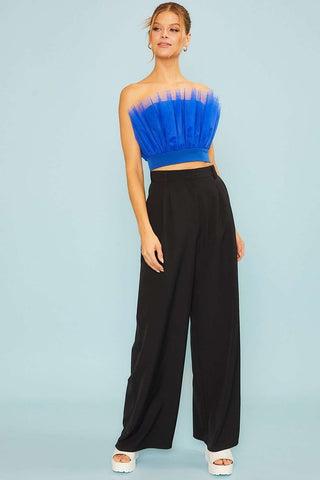 Layered Ruffle Mesh Crop Top