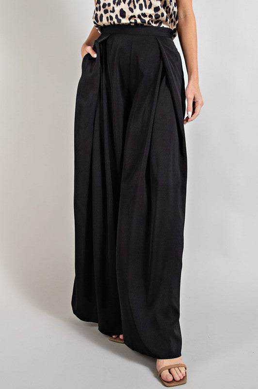 PLEATED WIDE LEG PANTS