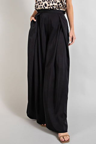 PLEATED WIDE LEG PANTS