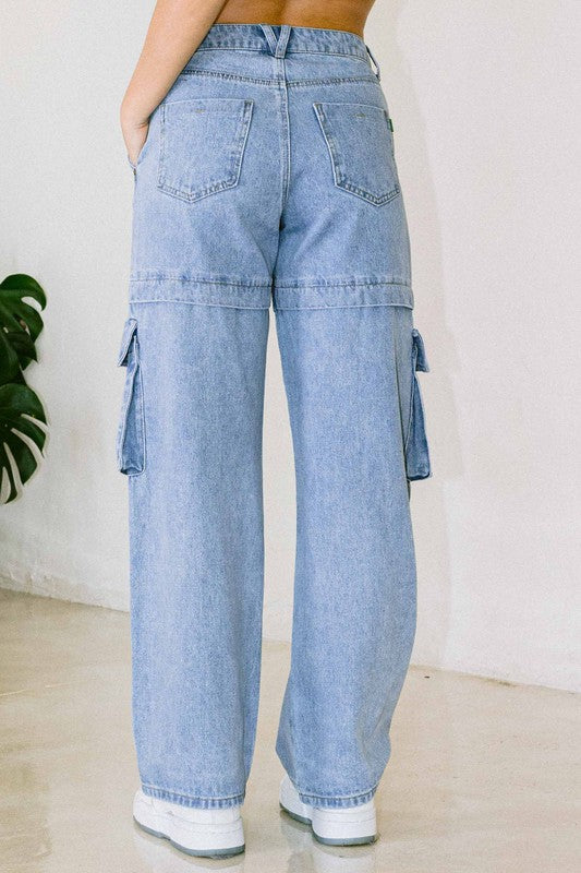 High Rise Y2K Cargo Wide Jeans