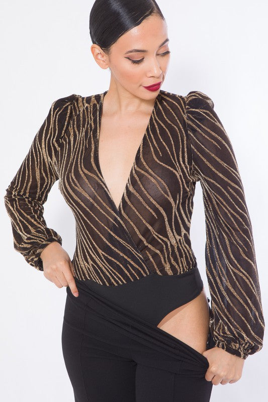 ZEBRA LUREX PRINT BODYSUIT