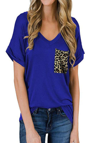 Short Sleeve Leopard Pocket T Shirt