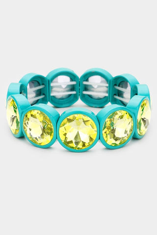 Stretchable Crystal Stone Resin Bezel Trim Stretch Bracelet