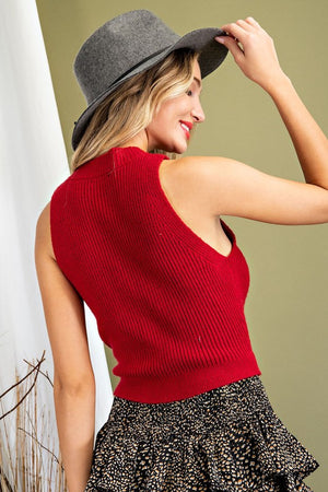 MOCK NECK CROPPED SWEATER TOP