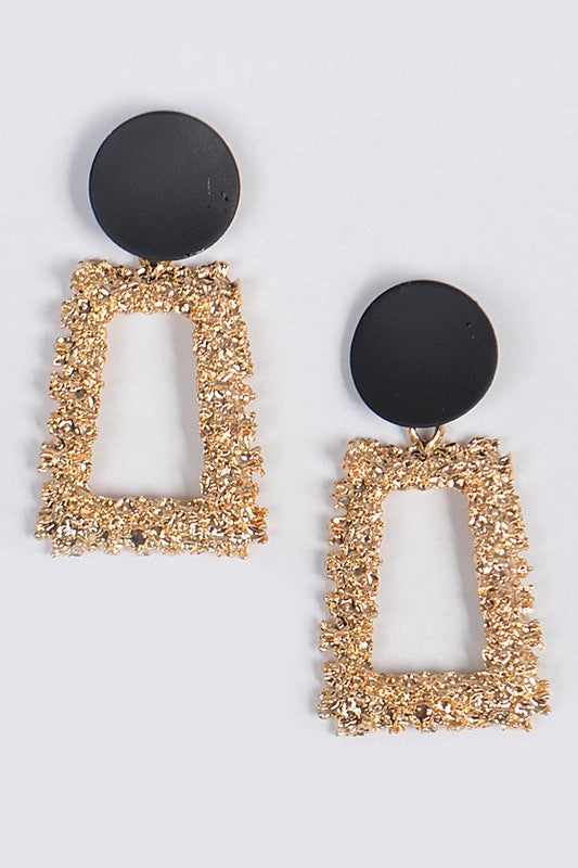 Black Mixed Metal Hammered Earring