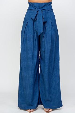 HIGH & WIDE WAIST DOUBLE PLEATED WIDE LONG PANTS