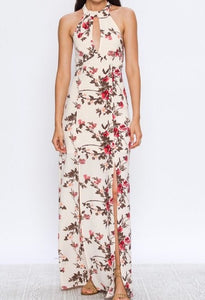 Maxi Dress Halter With Floral Print