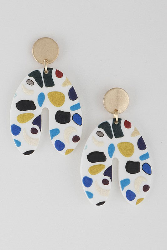 * Abstract Round Arch Drop Earrings