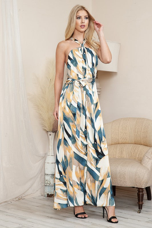 Twisted Neck Line Maxi Dress