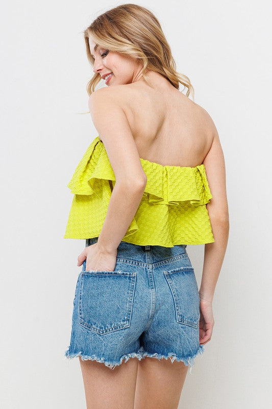 Ruffle Detailed Off-shoulder Crop Top