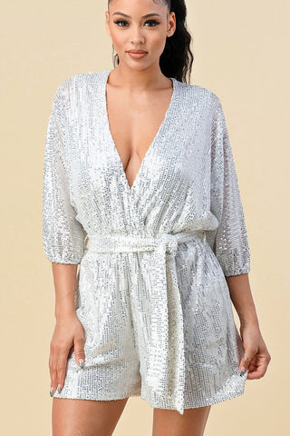 SEQUIN ROMPER WITH BELT
