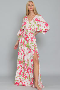 Dolman sleeve tie front waisted maxi dress