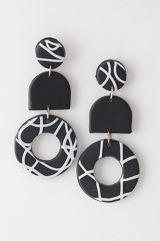 Swirled Line Art Drop Earrings