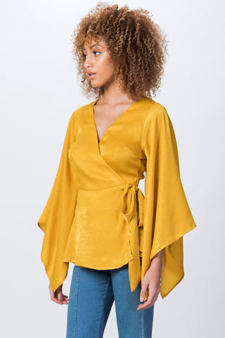 Satin kimono true wrap top