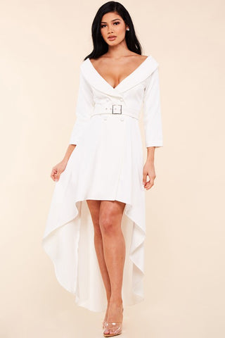 White High Low Maxi Dress