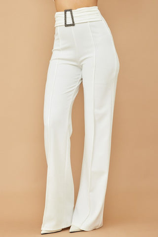 BUCKLE DETAIL HIGH WAIST PANTS