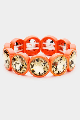 Stretchable Crystal Stone Resin Bezel Trim Stretch Bracelet