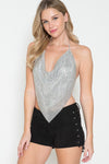 Metal Mesh Camisole Top with Body Chain Necklace