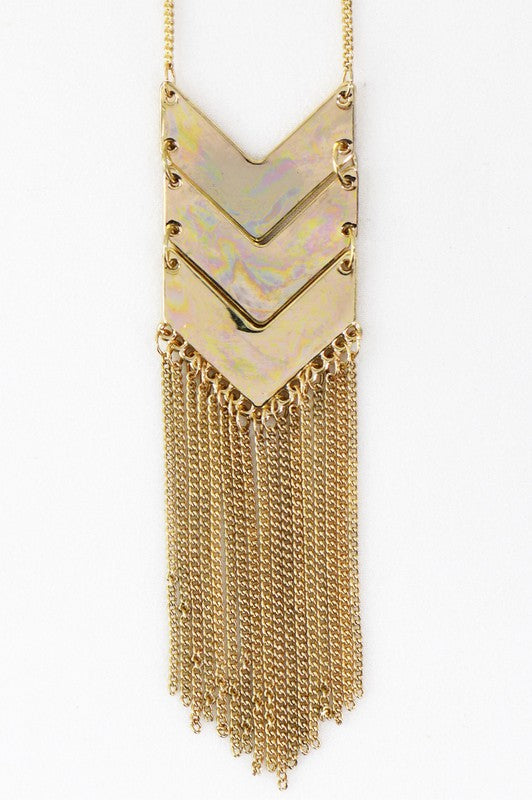 Gold Pleated Metal Pendant