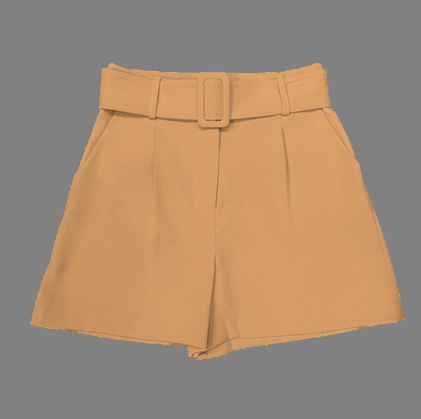 SOLID SHORTS WITH SELF COVERED BELT