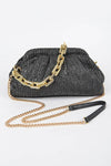 Faux Straw Rectangle Chain Clutch
