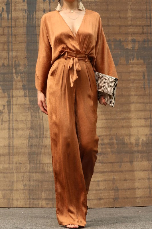 SOLID WOVEN JUMPSUIT WITH POCKET
