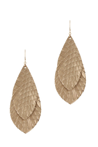 Leather Leaf Hook Earring