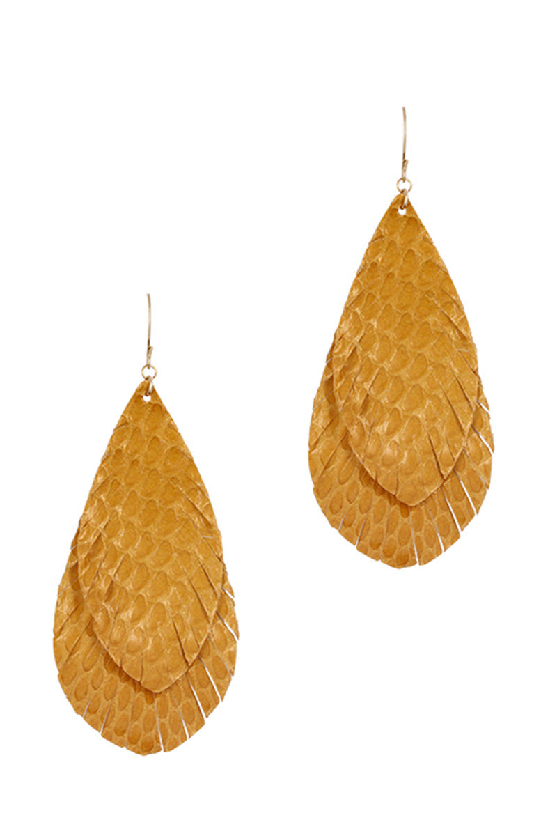 Leather Leaf Hook Earring